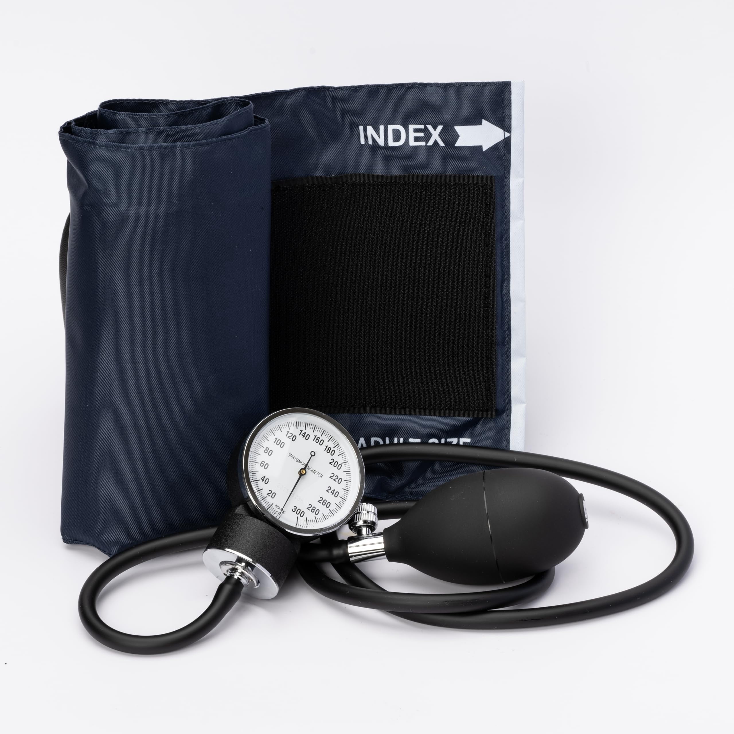 Henry Schein Essentials Economy Aneroid Sphygmomanometer-Large Adult, Size 12, Navy, Latex, Reusable- Comes with Leatherette Carry Case