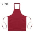 thumbnail image 3 of Unique Bargains 9pack Plain Bib Aprons Washable Aprons Kitchen Cooking Aprons Polyester Art Aprons with 2 Pockets Red, 3 of 5