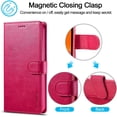 thumbnail image 5 of Case for iPhone 12 / iPhone 12 Pro, PU Leather Wallet Folio Flip Magnetic Buckle Slim Back Cover Built-in Card Holder Slot and Stand for iPhone 12 / iPhone 12 Pro 6.1 Inch (Rosered), 5 of 14