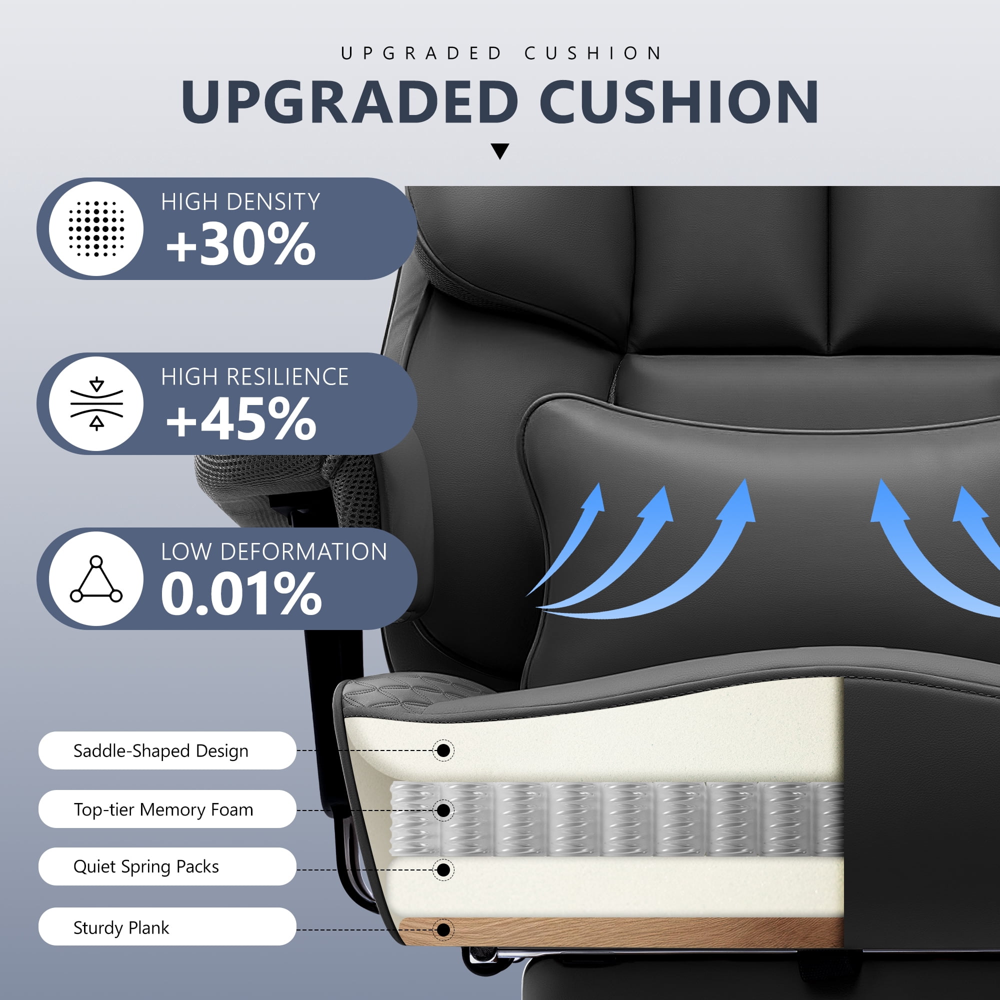 FASTES Office Desk Chair, Big and Tall Office Chair 400lbs Gaming Chair with Footrest, Ergonomic Executive High-Back Reclining Computer Chairs, Swivel Wheels and Lumbar Support, Black