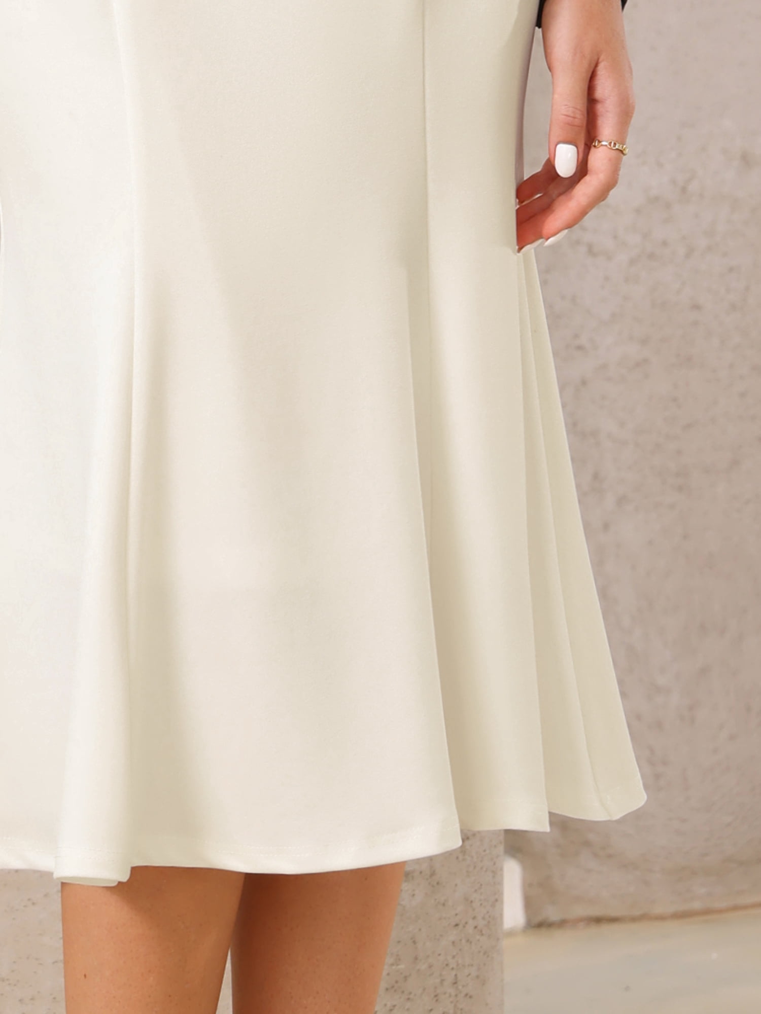 DARING DIVA Women Fishtail High Waist Belted Work Midi Mermaid Skirts S White