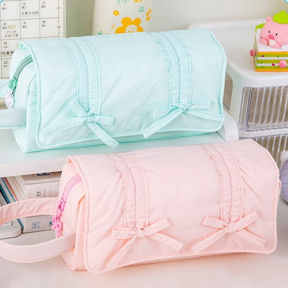 Quilted Cute Pencil Pouch for Girls, Large Capacity Pencil Case Organizer, Soft Pencil Holder Pouch for School Essentials.