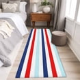 thumbnail image 4 of 2'x6' Rug Runners for Hallways Kitchen, Blue Red Striped Non Slip Entryway Beside Floor Carpet Runner, Farmhouse Stripes Simple Art Washable Laundry Room Bedroom Throw Rugs Mat for Family Pet, 4 of 8