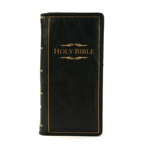 Holy Bible Black Gold Leather Look Zip Around Wallet in Vinyl