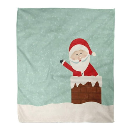 ASHLEIGH Throw Blanket 50x60 Inches Green Claus Santa Wave in Chimney Snow Red Cute Roof Warm Flannel Soft Blanket for Couch Sofa