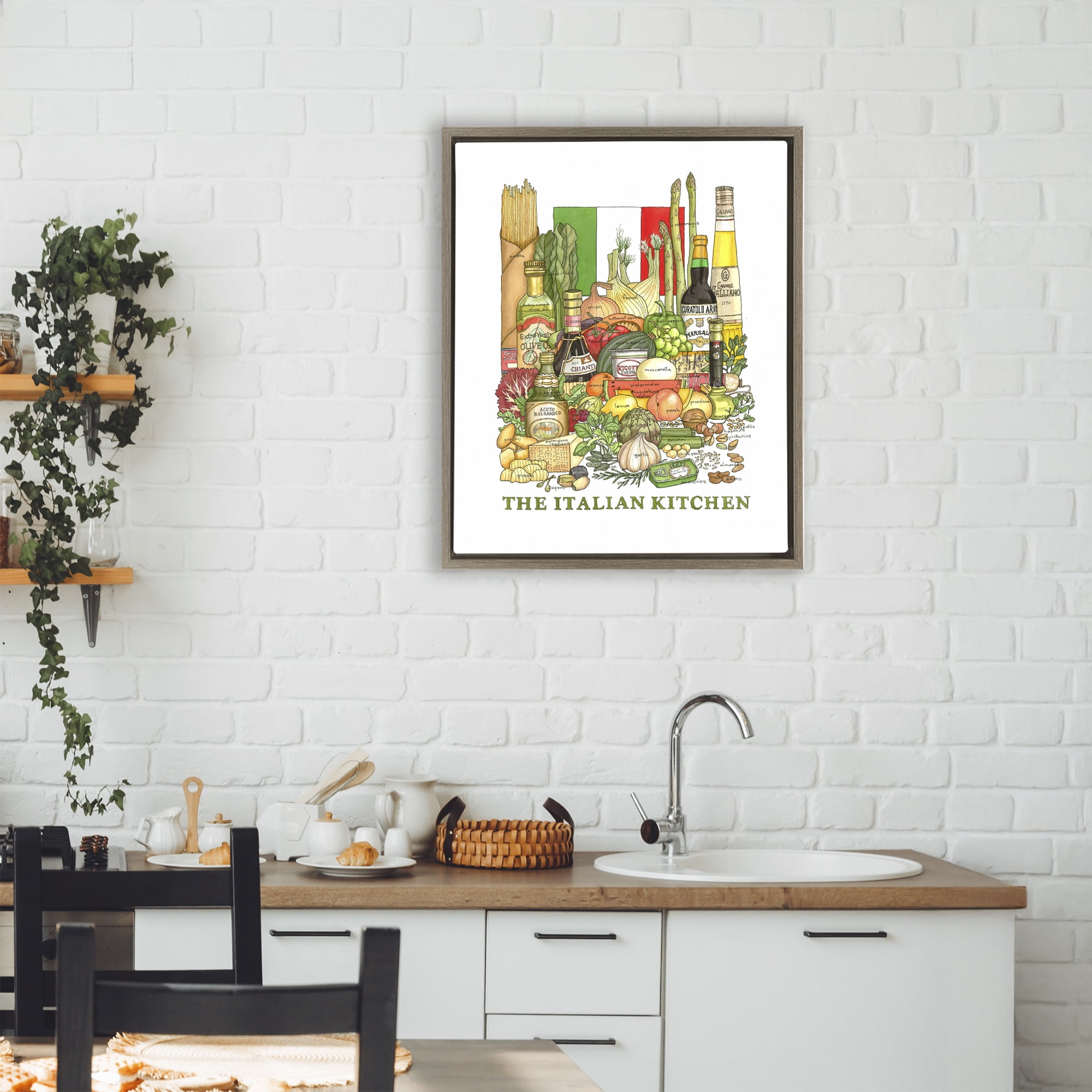 Stupell Industries Italian Kitchen and Food Brown Framed Floater Canvas Wall Art, design by Nancy Overton