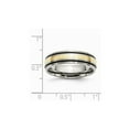 thumbnail image 3 of Mens 6mm Antiqued Titanium Wedding Band Ring with 14K Gold Inlay, 3 of 7