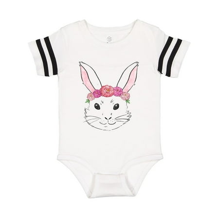 

Inktastic Cute White Easter Bunny Wearing a Pink Flower Crown Gift Baby Boy or Baby Girl Bodysuit