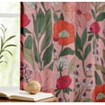 thumbnail image 5 of Vargottam Extra Long Cotton Curtains - 108" Length Drapes for High Ceilings or French Doors - 52"x108", Light Filtering Rod Pocket/Back Tab Drapes, Set of 2 Panels - Floral Design (Pink), 5 of 8