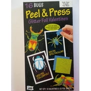 16 Bugs Peel and Press Glitter Foil Valentines