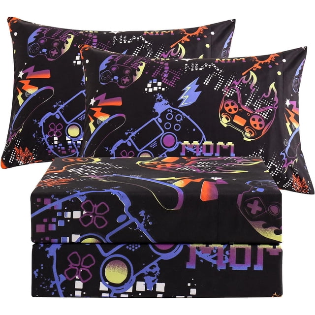 Pink Moon Unicorn Kids Sheet Set Full Piece Cute Printed Microfiber Bed Sheets for Girls Deep Pocket