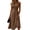 Brown, variant on Women's Round Neck Cocktail Dress, Plain Color High Rise Prom Dress, Vintage Flowy Layered Skater Dress for Evening Dinner