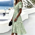 thumbnail image 4 of Floral Dress for Women Summer Casual Wrap V Neck Short Sleeve Sundress A-Line Beach Vacation Dresses 2026, 4 of 7