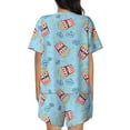 thumbnail image 6 of Rateoe I Am A Fan Popcorn Pattern Women's Short-Sleeved Pajama Set - 2 Piece Soft and Lightweight Sleepwear Set-Medium, 6 of 7