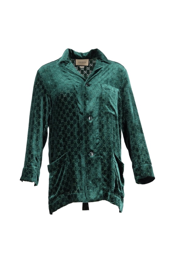 Pre-Owned Gucci GG-Devor Shirt in Green Velvet