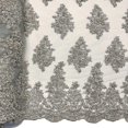 thumbnail image 1 of Spruce Bridal Lace Sequins Beaded Scallop Fabric for Dresses 52’’ BTY (Silver), 1 of 6