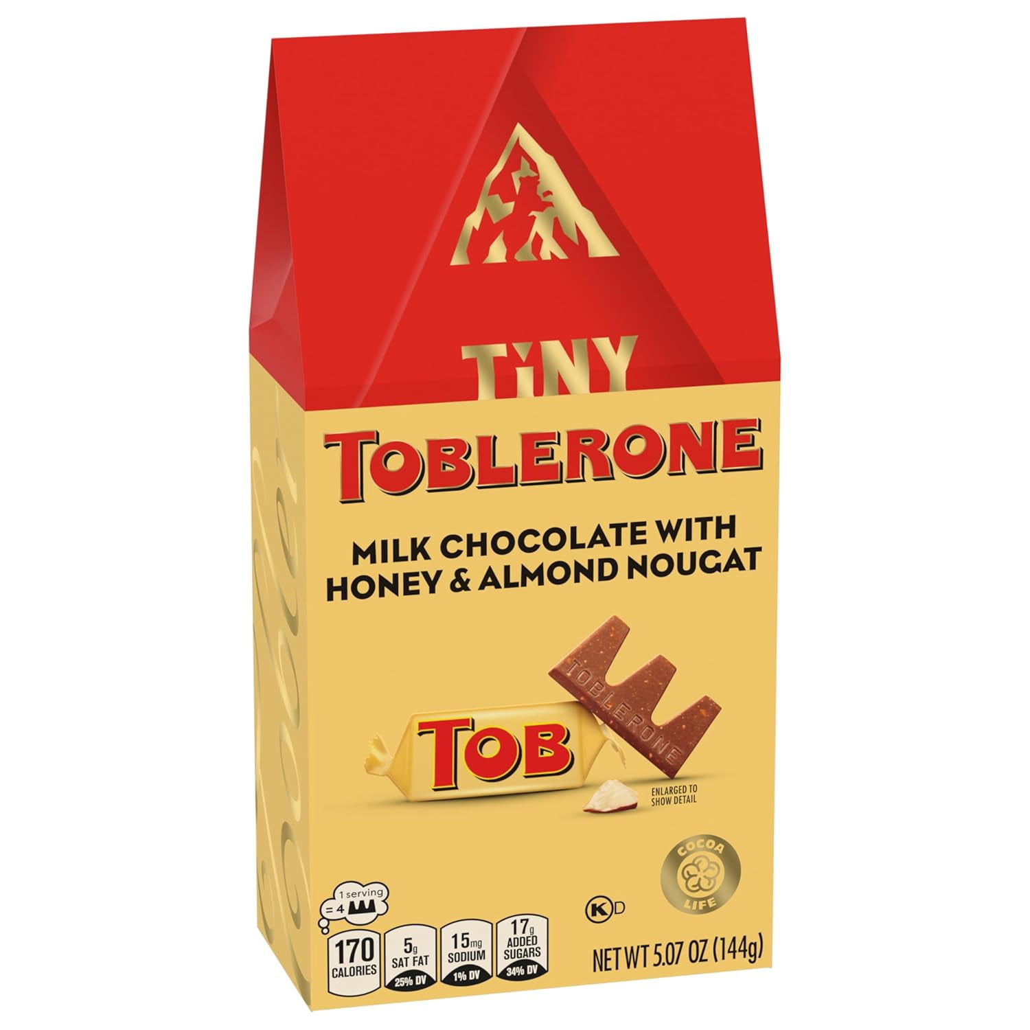 Tiny Toblerone Milk Chocolate Bars with Honey and Almond Nougat, 5.07 oz (18 Pieces)