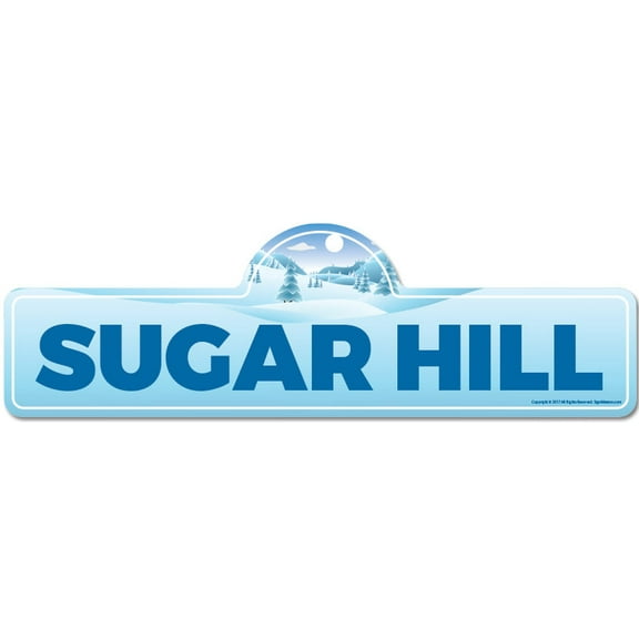 Sugar Hill Street Sign | Indoor/Outdoor | Skiing Skier Snowboarder Décor for Ski Lodge Cabin Mountian House | SignMission personalized gift