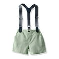 thumbnail image 6 of AherBiu Baby Toddler Boys Summer Clothes Button Down Short Sleeve Shirts with Suspender Dress Shorts 2 Piece Formal Sets, 6 of 7