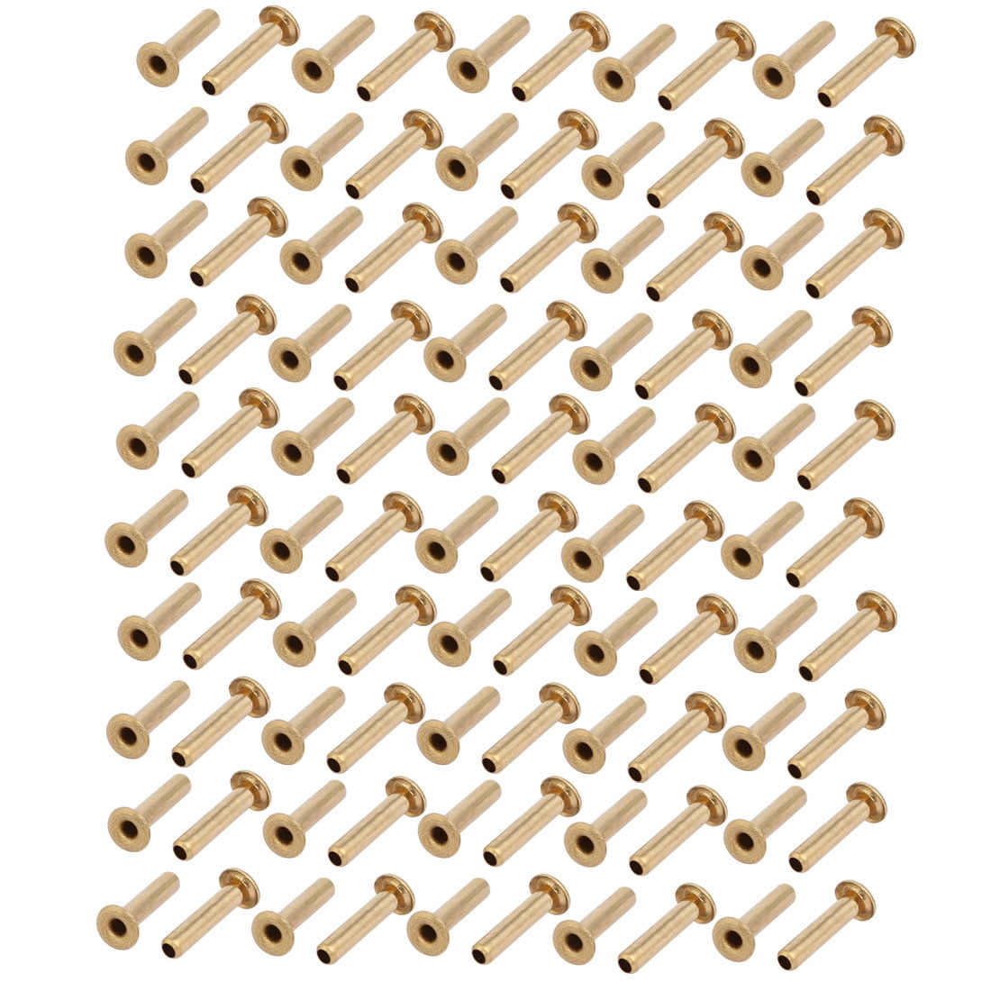 100pcs M2 x 10mm Brass Plated Metal Hollow Eyelets Rivets Gold Tone