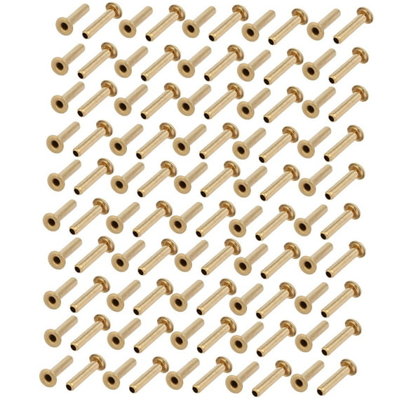 100pcs M2 x 10mm Brass Plated Metal Hollow Eyelets Rivets Gold Tone