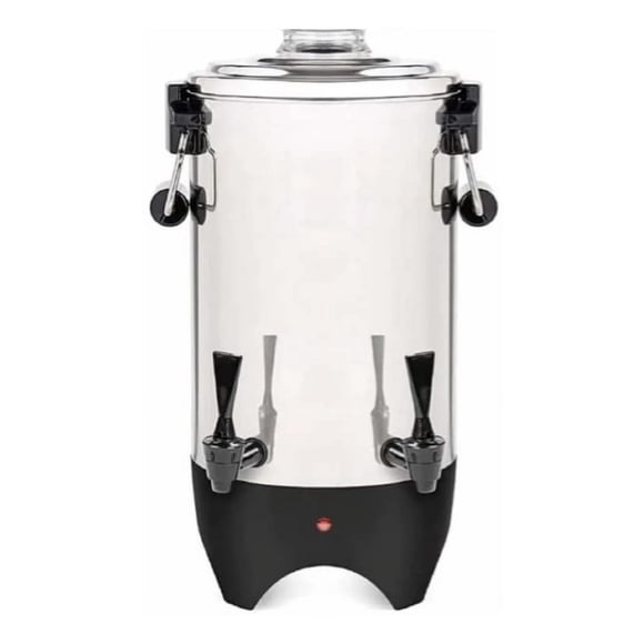 Members Choice - Cafetera con doble dispensador Urna de café de 45 tazas y dispensador de bebidas calientes con grifo doble sin goteo, preparación rápida, acero inoxidable
