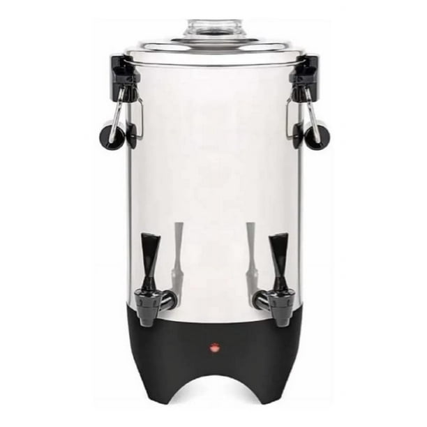Members Choice - Cafetera con doble dispensador Urna de café de 45 tazas y dispensador de bebidas calientes con grifo doble sin goteo, preparación rápida, acero inoxidable