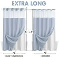 thumbnail image 4 of AllWays Plaza No Hook Shower Curtain with Snap in Liner Set Less Time Waffle Shower Curtain for Bathroom (Mist Blue, 87" L x 72" W), 4 of 13
