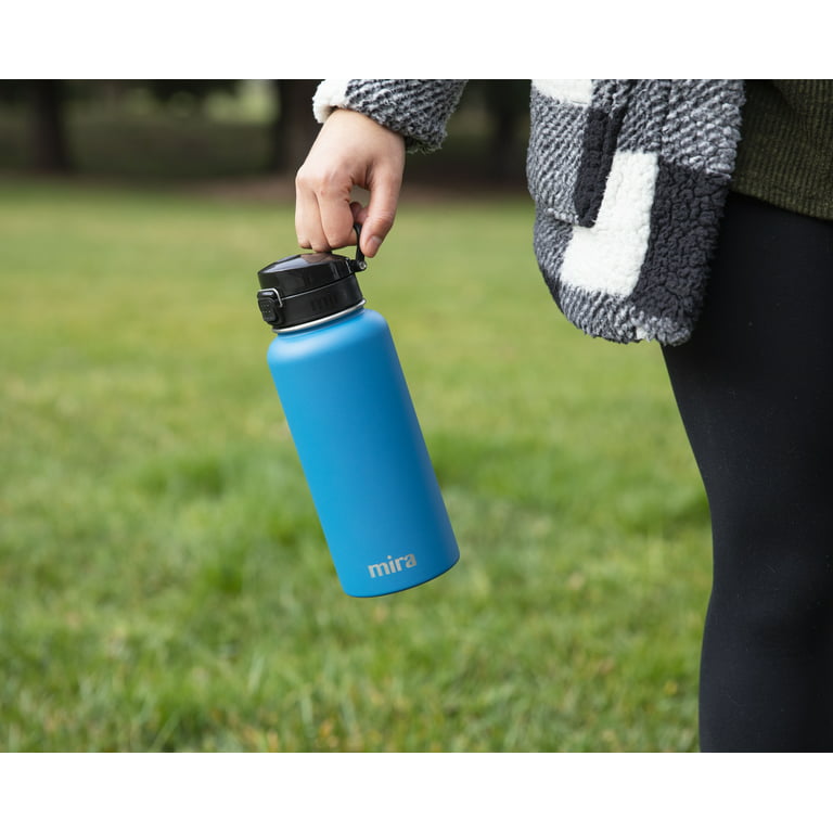 MIRA 24oz Insulated Stainless Steel Water Bottle Hydro Thermos Flask, One  Touch Spout Lid Cap, Space Blue
