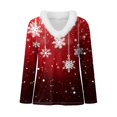 thumbnail image 4 of Kaprioy Christmas Sweaters for Women Fur Trim V Neck Sweatshirts Christmas Graphic Long Sleeve Pullover Fall Winter Fashion Clothing Brick Red, S, 4 of 4