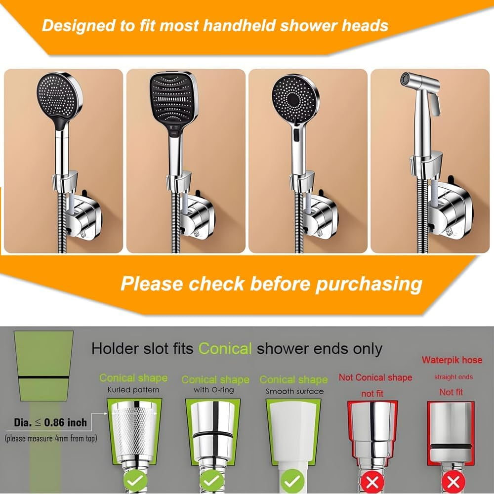 Shower Head Holder Wall Mounted, 360° Adjustable Handheld Shower Head Bracket Holder, Suction Cup Installation Shower Wand Holder, Multi-Directional Removable Wall Mounted Suction Bracket (white)Z