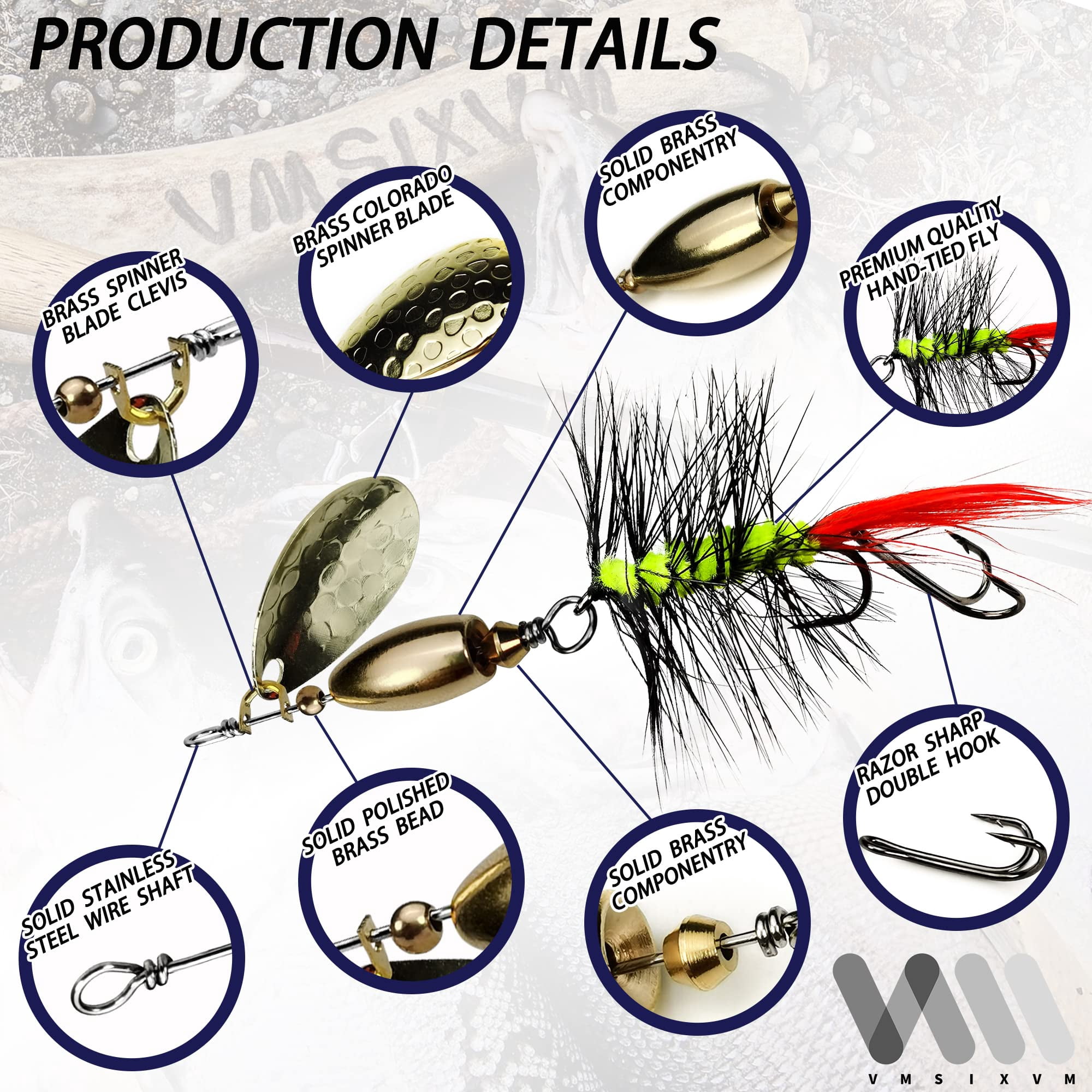Trout Lures Fishing Spinnerbaits  Rooster Bait Tail Hard Metal Brass Spinner Baits For Bass Salmon Pike Freshwater Saltwater