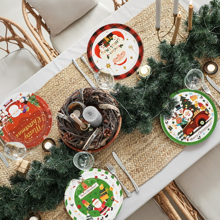 Christmas Candy Reindeer Hot Stamped Paper Cups & Plates Santa Tissue Merry  Christmas Party Christmas Eve New Year's Party Decor