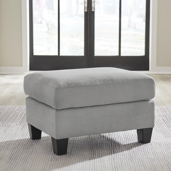 Signature Design by Ashley Adlai Ottoman, Suede-Like Polyester Upholstery, Shadow Gray