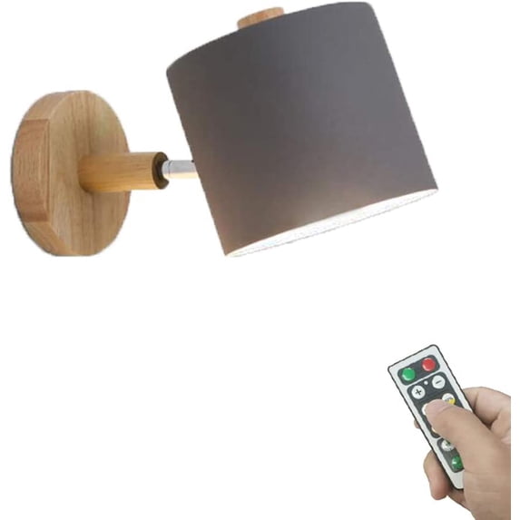 FSLiving 1-Light 55 Lumens wirelss Multi-Function LED Battery Run Remote Control Grey Wall Sconce Light Fixture Wall Decor for Indoor Staircase-Easy to Install,Dimmable,Battery Not Included