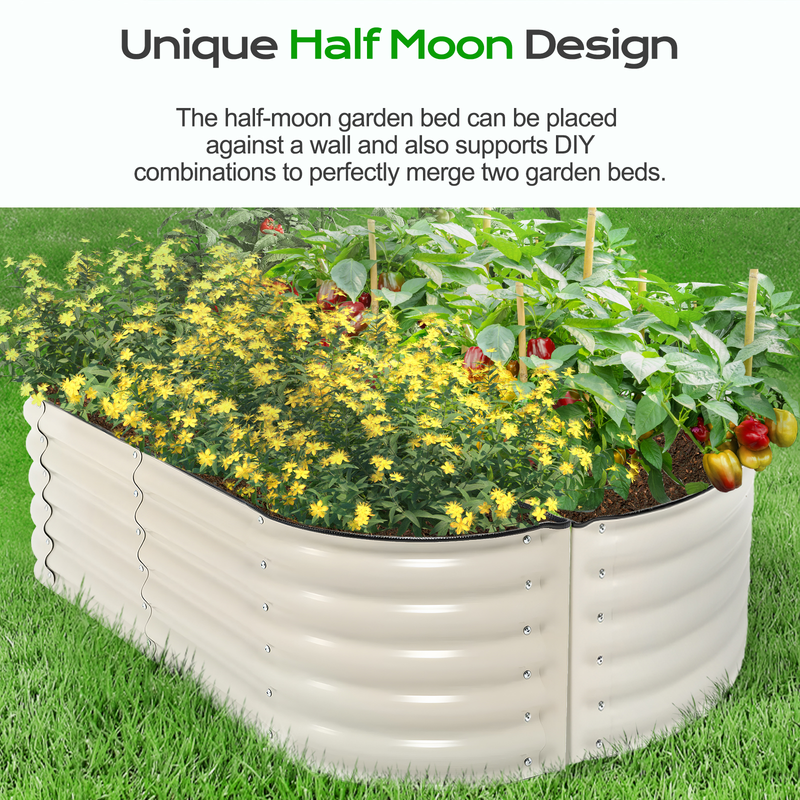 Aoodor Metal Raised Garden Bed - 59'' x 15'' x 17''(H) - Perfect Fusion of Aesthetics and Practicality - Beige