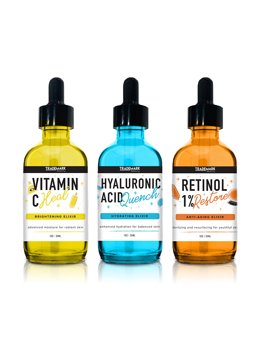 3 Face Serums Set Hyaluronic Acid, Retinol & Vitamin C Serum Facial
