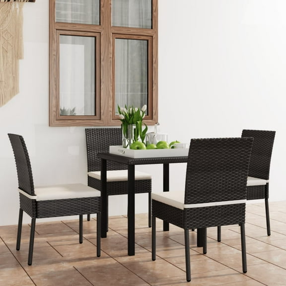 vidaXL Patio Dining Set Dining Table and Chairs Furniture Set Poly Rattan