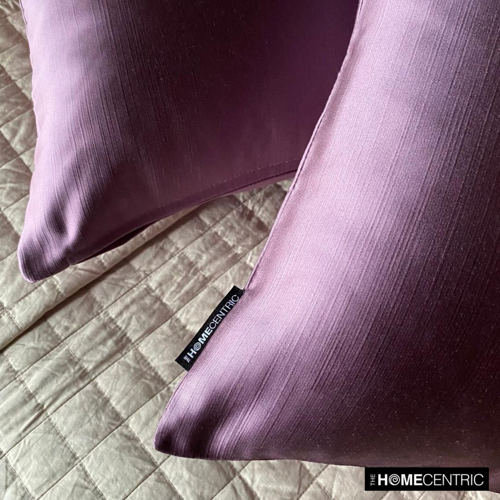 The HomeCentric Decorative Lumbar Pillow Cover Lilac Pack Of 2, 14"x26" (35x65 cm) Satin Solid Oblong Pillow Cover, Solid Modern Style - Lilac Slub Satin