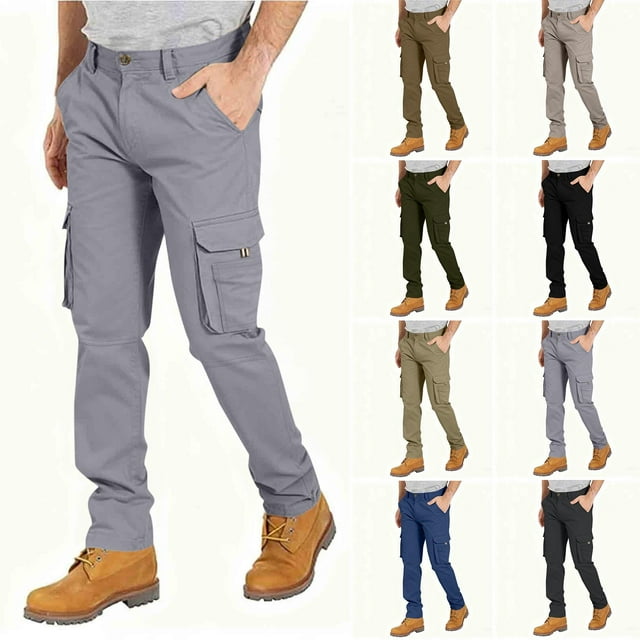 Sentmoon Mens Cargo Work Pants Sweat Pants for Mens Men Solid-Color Casual Loose Fashionable Outdoor Button Multi-Pocket Work Pants Long Pants for Office Casual and Business Casual Beige XL