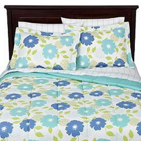 Aqua Floral Bedding Set Blue Flowers Bed-in-Bag - Walmart.com