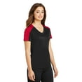 thumbnail image 4 of Sport-Tek Ladies PosiCharge Competitor Sleeve Blocked Neck Tee-S (Black/ True Red), 4 of 6