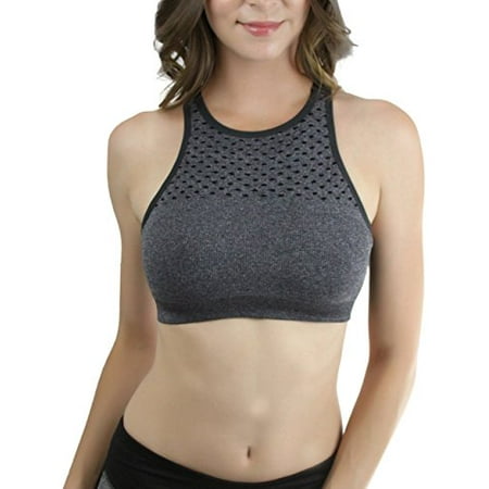 

ToBeInStyle Women s Haltered Crisscross Back Cutout Sports Bra - Charcoal - M/L