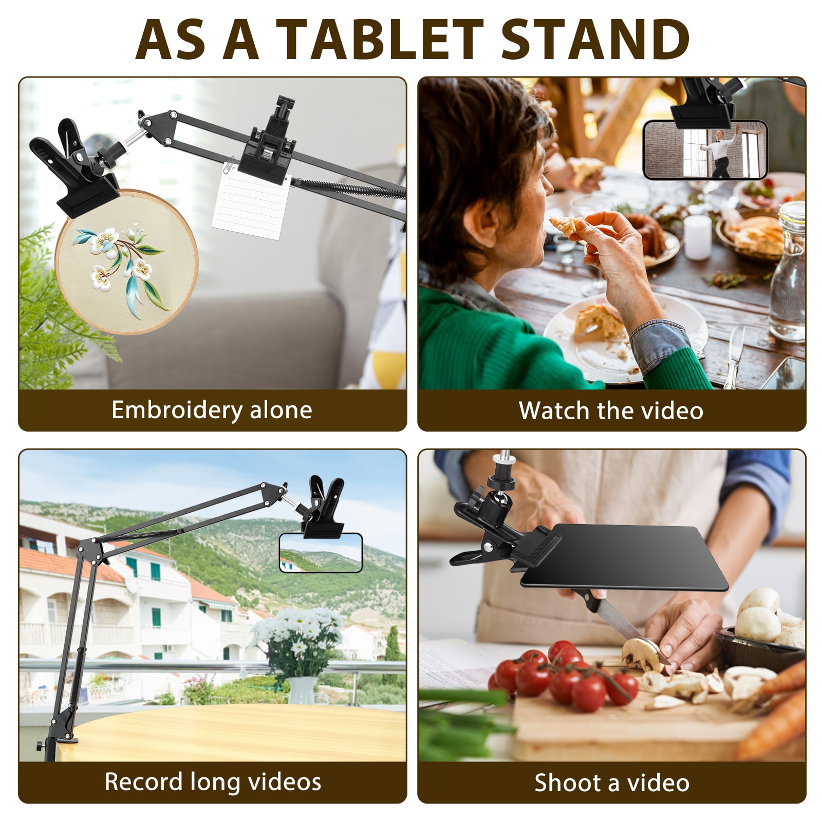Wekvgz Embroidery Stand Metal Embroidery Hoop Holder Adjustable Embroidery Frame Holder 360° Rotatable Embroidery Hoop Stand Cross Stitch Stand for Needlepoint Crafts Tablet Phone