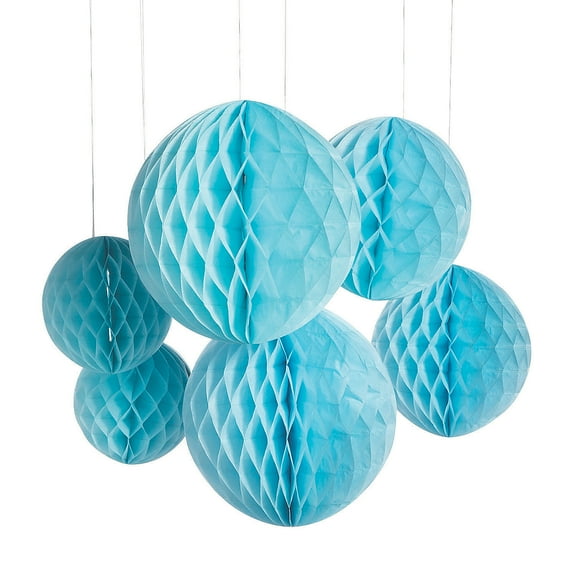 Lt Blue Honeycomb Hanging Decor - Party Decor - 6 Pieces