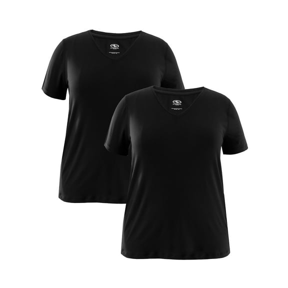 Athletic Works Womens Plus Active Core Short Sleeve V-Neck Tee 2-Pack