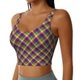 thumbnail image 2 of Balery Mardi Gras Plaid Sujetadores deportivos con espalda cruzada para mujer, acolchados, sin costuras, de alto impacto, ideales para yoga, gimnasio, entrenamiento y fitness.-Medium, 2 of 8