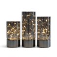 thumbnail image 1 of Juego de faroles cilíndricos de cristal rizado con guirnalda de luces (3 unidades), 1 of 6