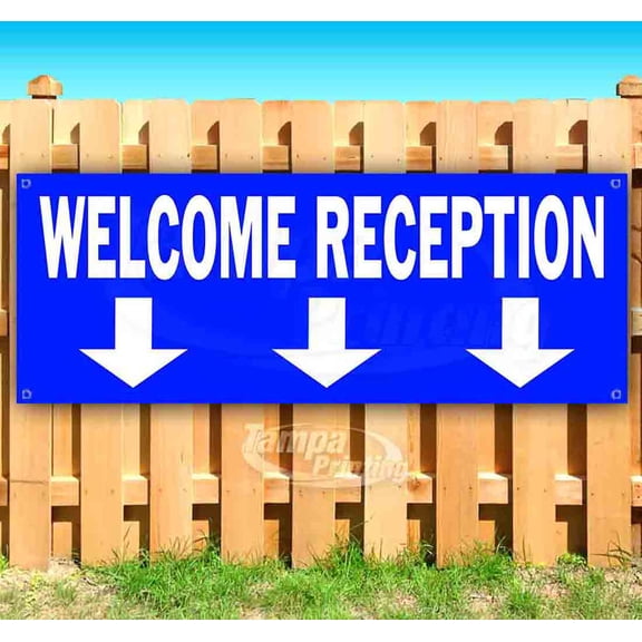 Welcome Reception 13 oz Vinyl Banner With Metal Grommets