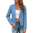 thumbnail image 4 of Women's Long Sleeve Tailored Blazer Jacket Slim Fit Notched Lapel Single Breasted Wrinkle Free Business Casual Work Office Daily Wear, Blue, L, 4 of 9
